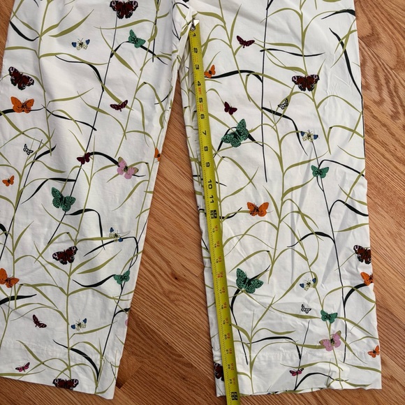 Anthropologie The Colette Butterfly Print High Rise Wide Leg Crop Pants Size 30 - Picture 11 of 12